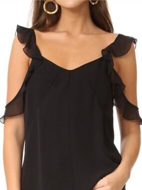 Elizabeth And James Cheryl Pull Over Blouse Cold Shoulder Black Small